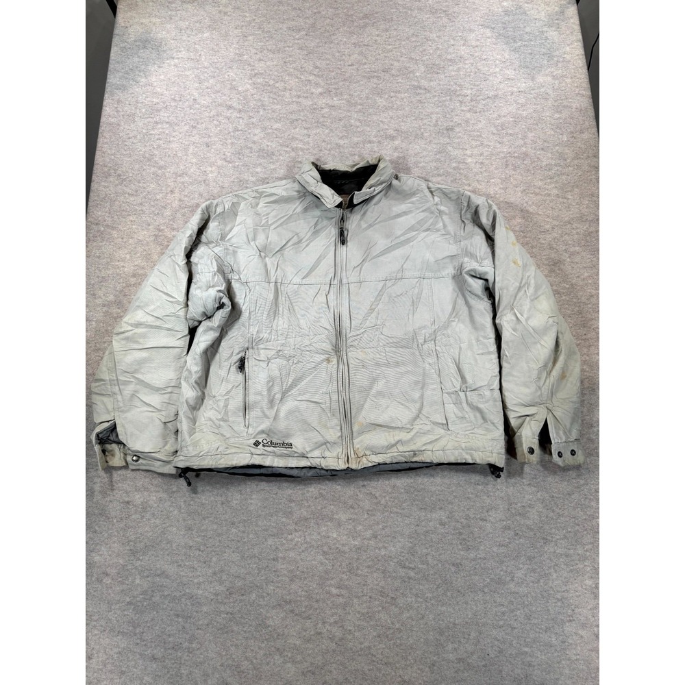 VTG Columbia Sportswear Company Jacket Mens XL Light Gray Quilted Lined Full Zip
